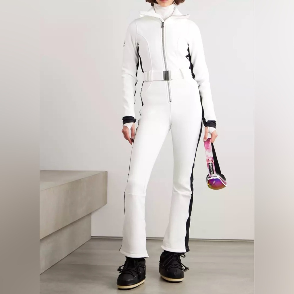 NWT White Cordova OTB Fit Flare One Piece Ski Suit White Black Jumpsuit P XS 0 2 - Picture 6 of 14